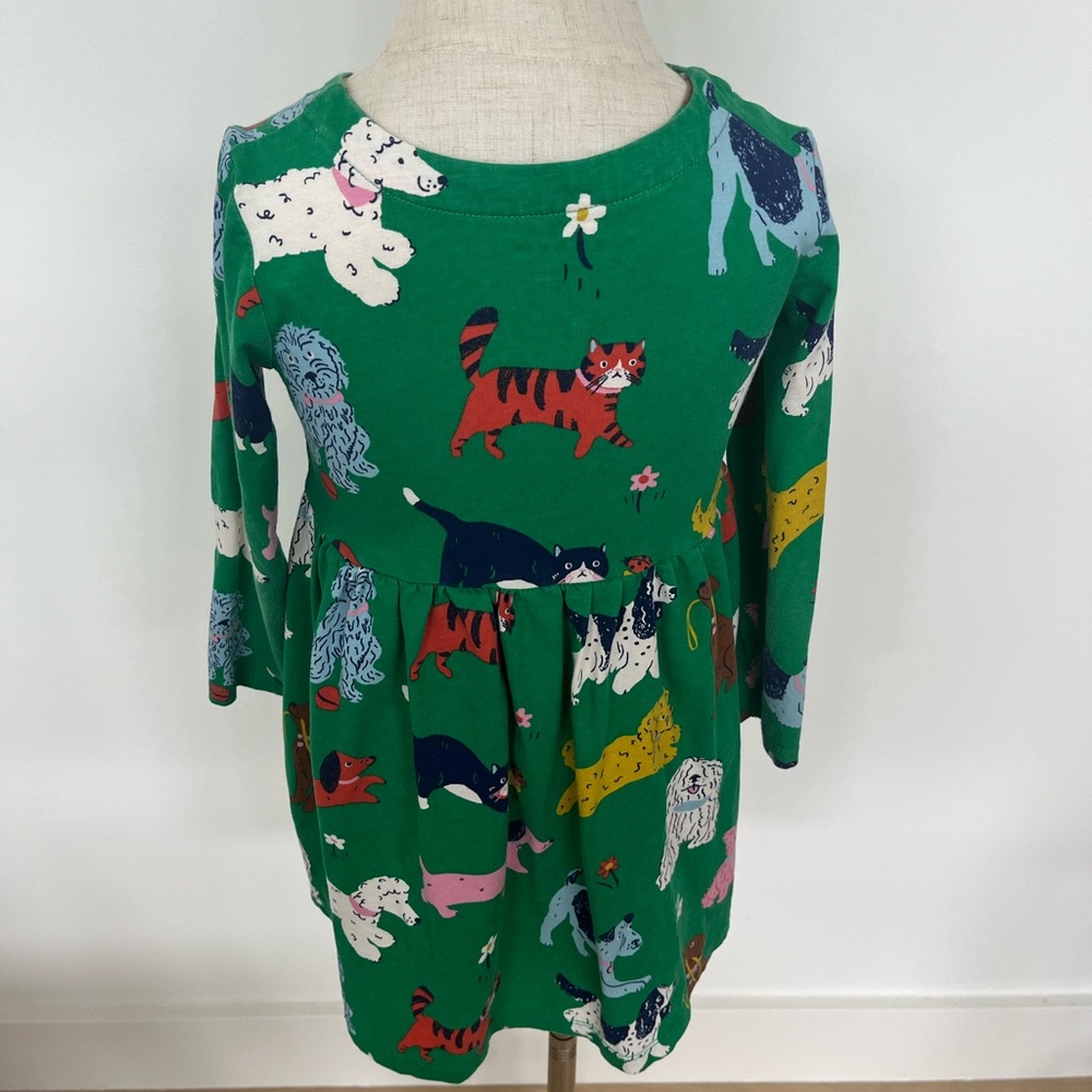 Mini Boden Green Cat Print Dress